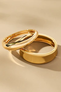 Ettika Double Golden Bangle Bracelets, Set of 2