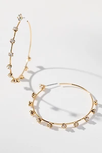 Multi Stone Thin Hoop Earrings