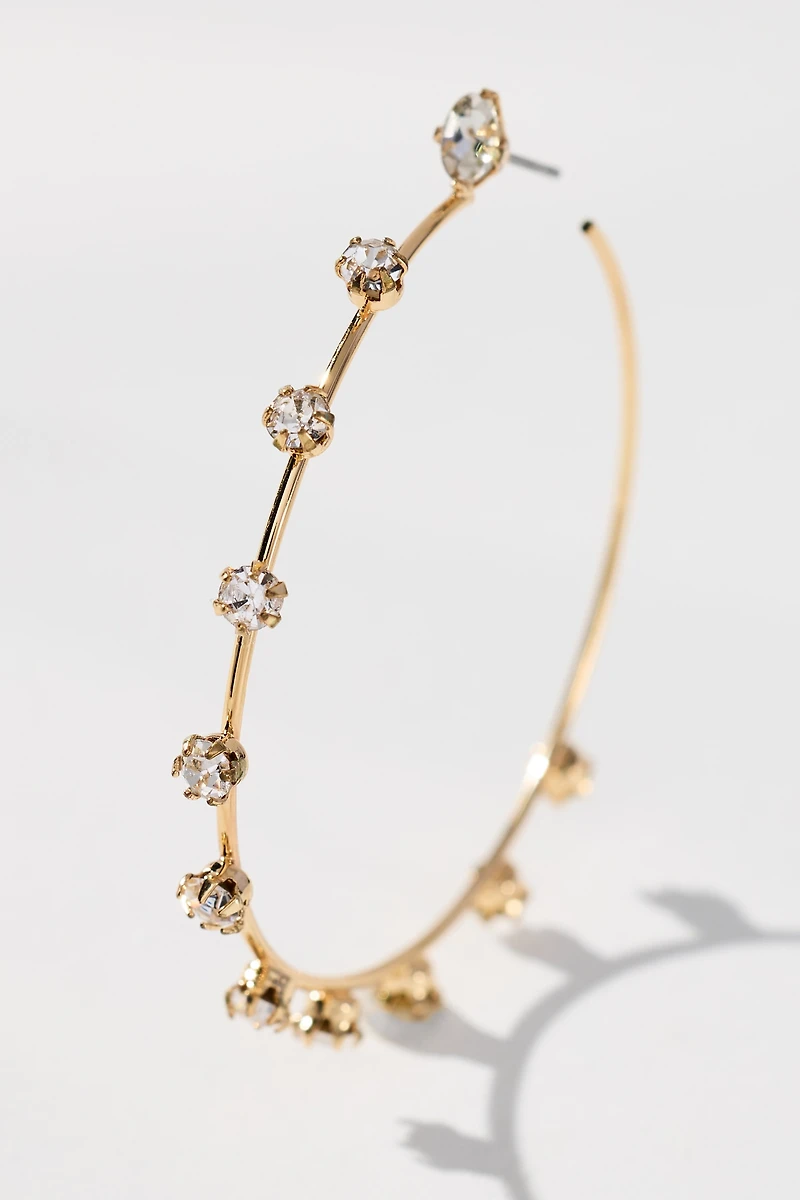 Multi Stone Thin Hoop Earrings