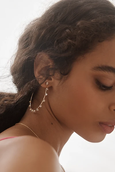 Multi Stone Thin Hoop Earrings