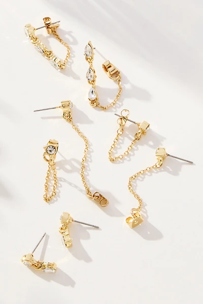 Drippy Crystal Drop Earrings, Set of 4
