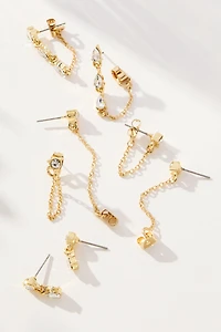 Drippy Crystal Drop Earrings, Set of 4