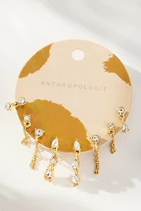 Drippy Crystal Drop Earrings, Set of 4