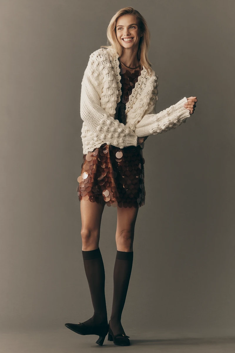 By Anthropologie Textured Tie-Front Cardigan Sweater