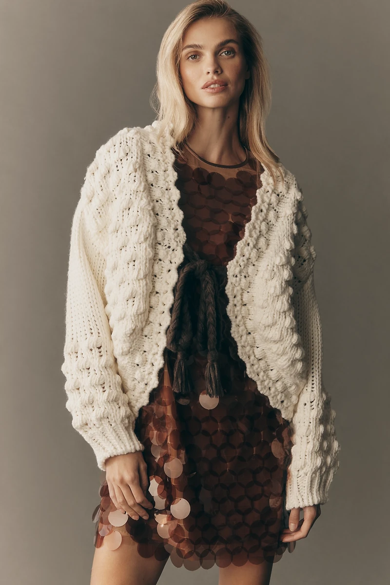 By Anthropologie Textured Tie-Front Cardigan Sweater