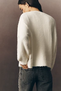 By Anthropologie 3D Floral Embroidered Cardigan Sweater