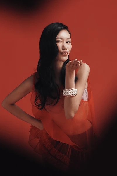 Double Pearl Beaded Bracelet