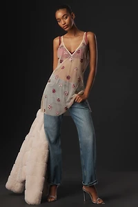 By Anthropologie Sheer Rhinestone Tunic