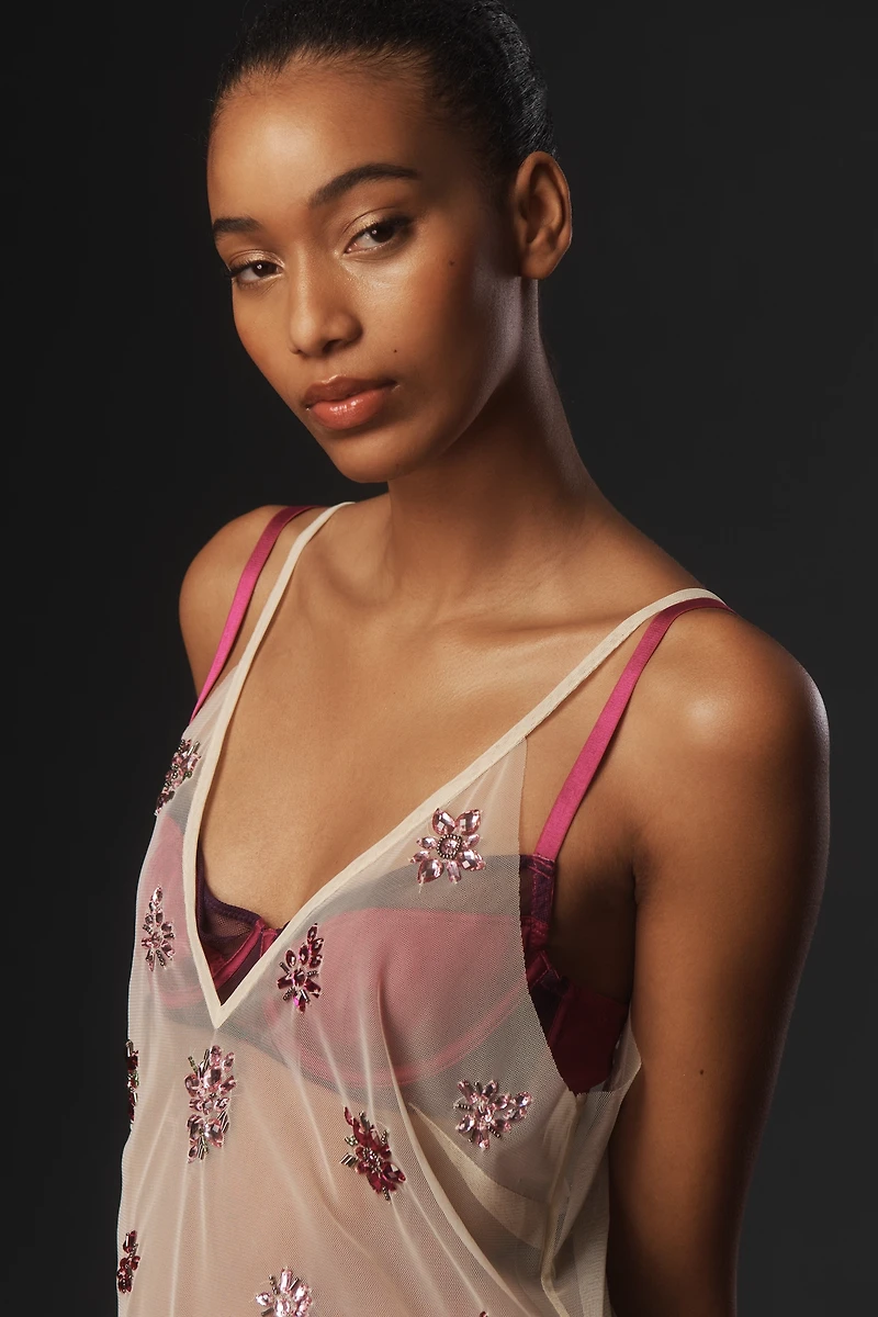 By Anthropologie Sheer Rhinestone Tunic