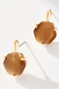 Hexagon Stone Post Earrings