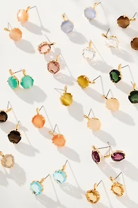 Hexagon Stone Post Earrings