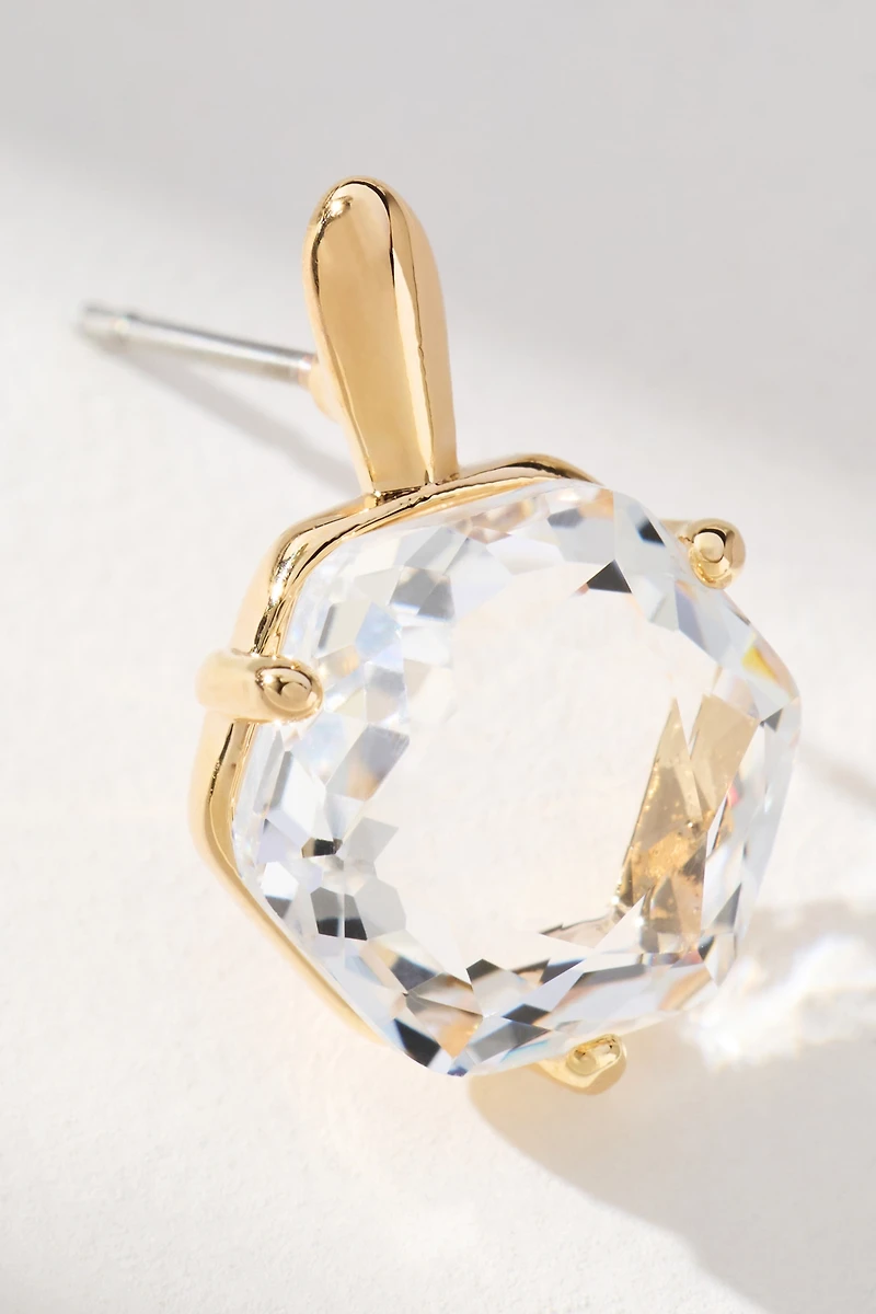 Hexagon Stone Post Earrings