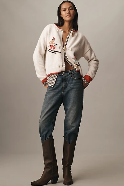 Flat White Skier Icon Cardigan Sweater