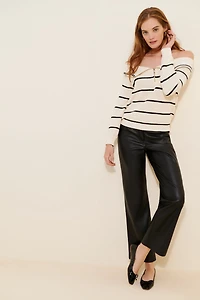 $525 Sierra Off-The-Shoulder Stripe Sweater