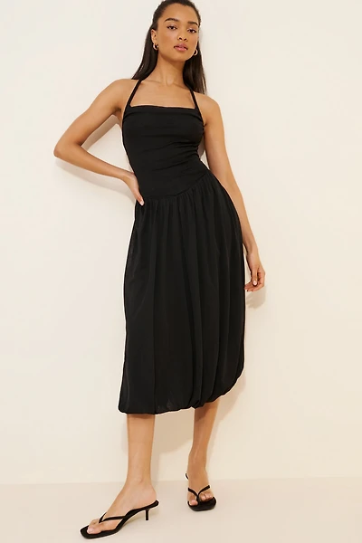 Cowl-Neck Bubble-Hem Dress