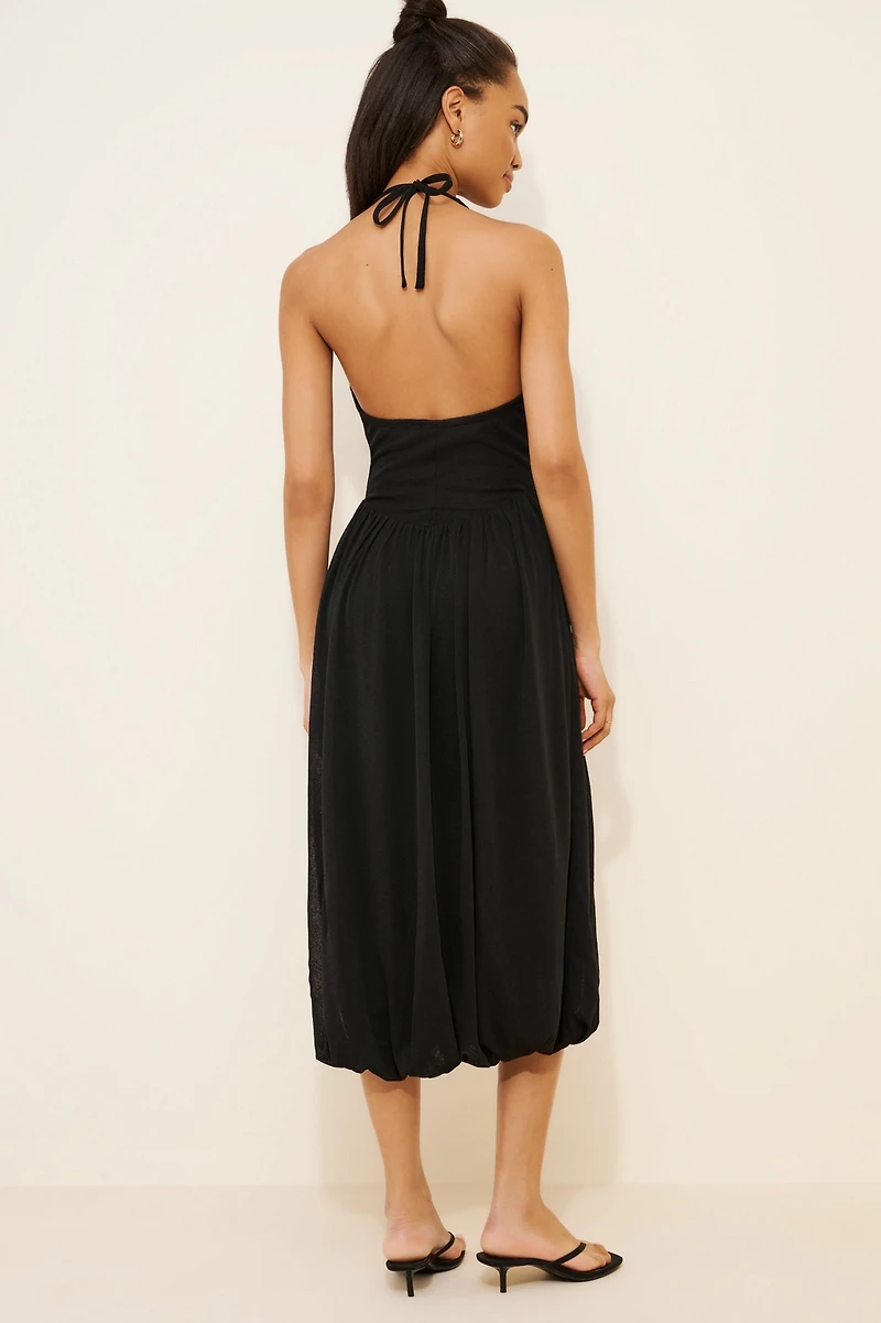 Cowl-Neck Bubble-Hem Dress