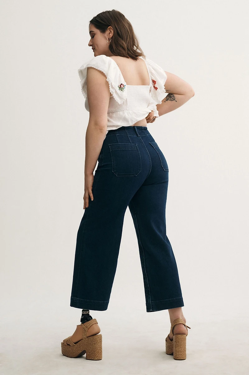 Maeve The Adaptive Colette Denim Cropped Wide-Leg Jeans
