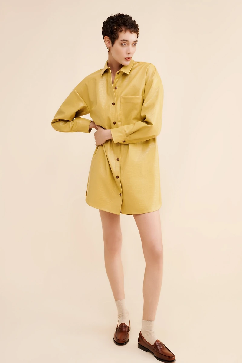 Sunday Brooklyn Vegan Leather Shirtdress