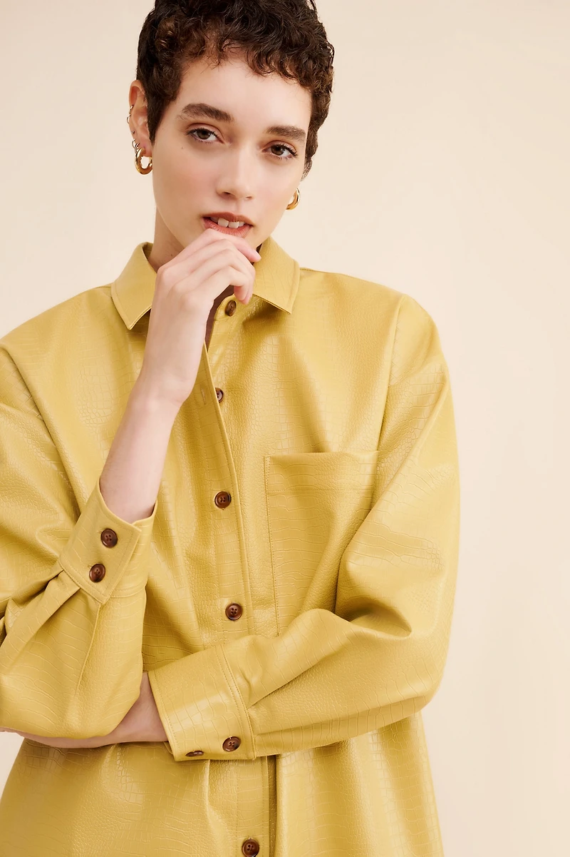 Sunday Brooklyn Vegan Leather Shirtdress