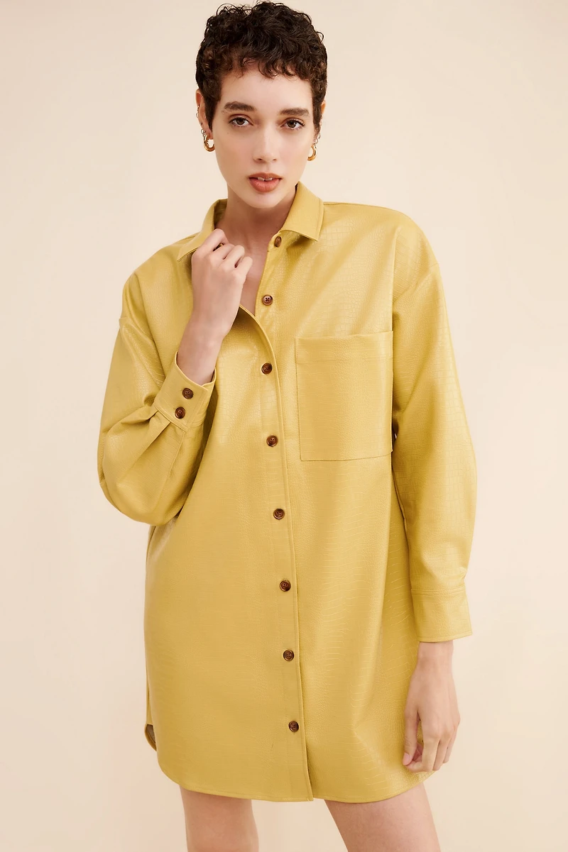Sunday Brooklyn Vegan Leather Shirtdress
