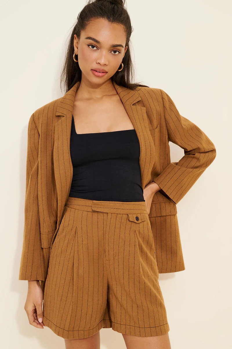 Re_Nuuly Flat Front Wool Blend Trouser Shorts