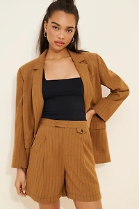Re_Nuuly Flat Front Wool Blend Trouser Shorts