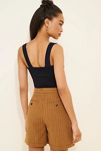 Re_Nuuly Flat Front Wool Blend Trouser Shorts