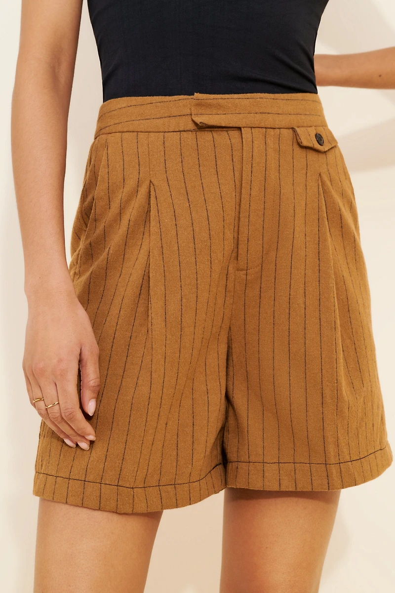 Re_Nuuly Flat Front Wool Blend Trouser Shorts