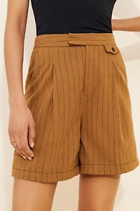 Re_Nuuly Flat Front Wool Blend Trouser Shorts