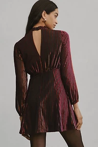 Long-Sleeve Cutout Tunic Mini Dress