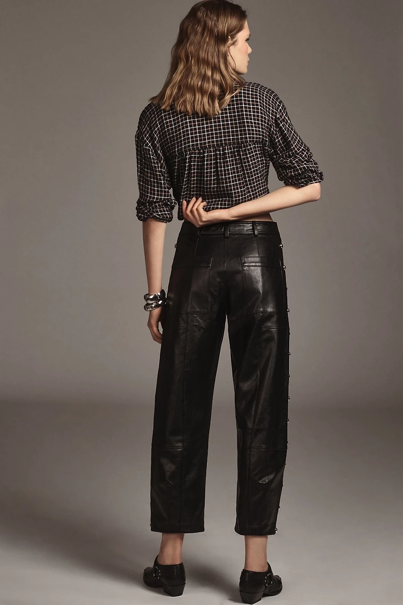 Vegan-Leather Utility Pants