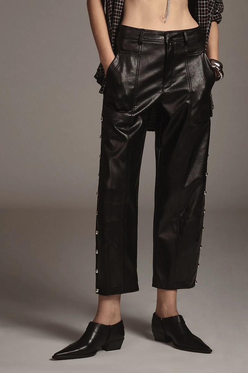 Vegan-Leather Utility Pants