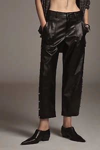 Vegan-Leather Utility Pants