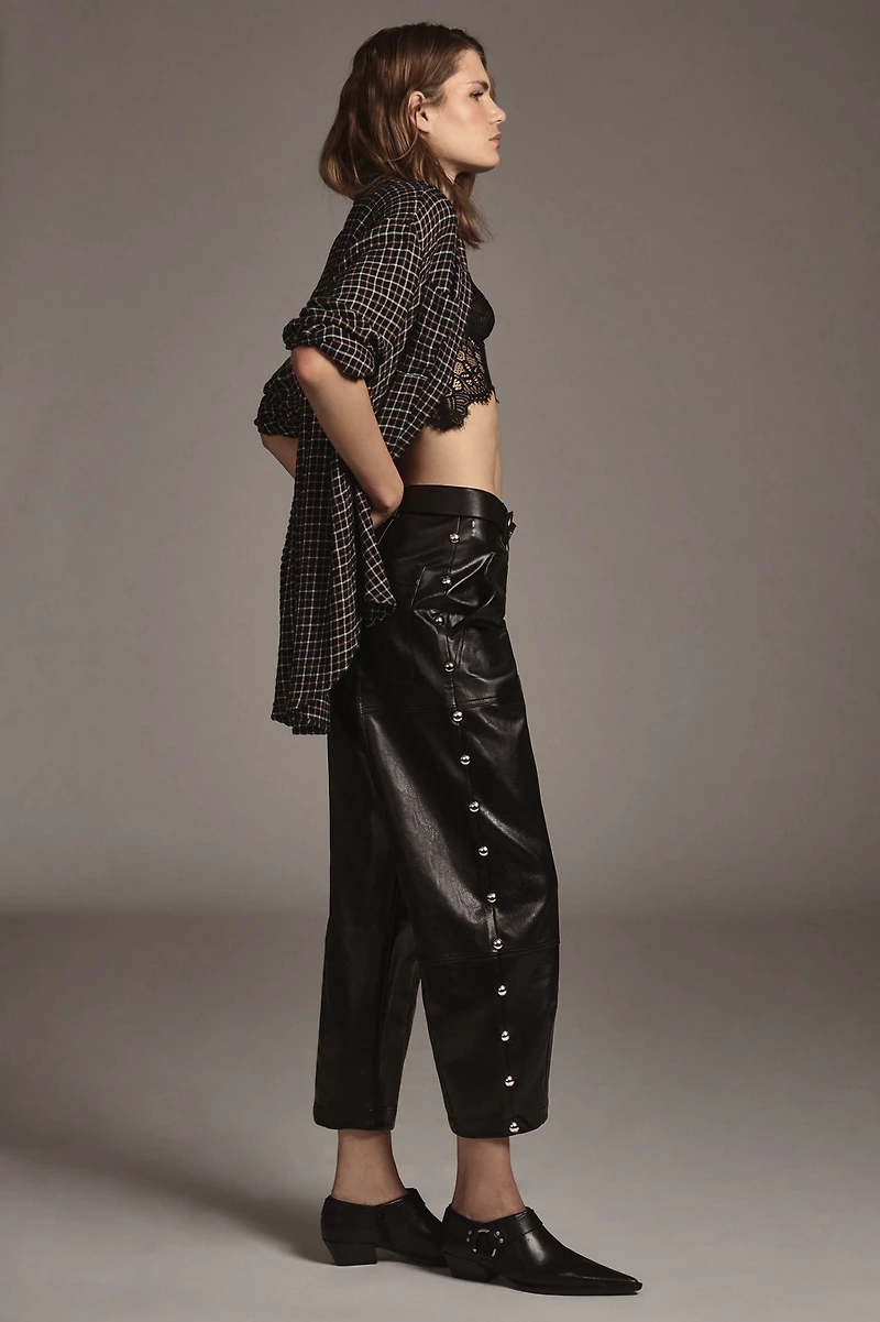 Vegan-Leather Utility Pants