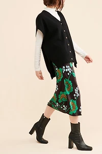 Maeve Satin Floral Midi Skirt