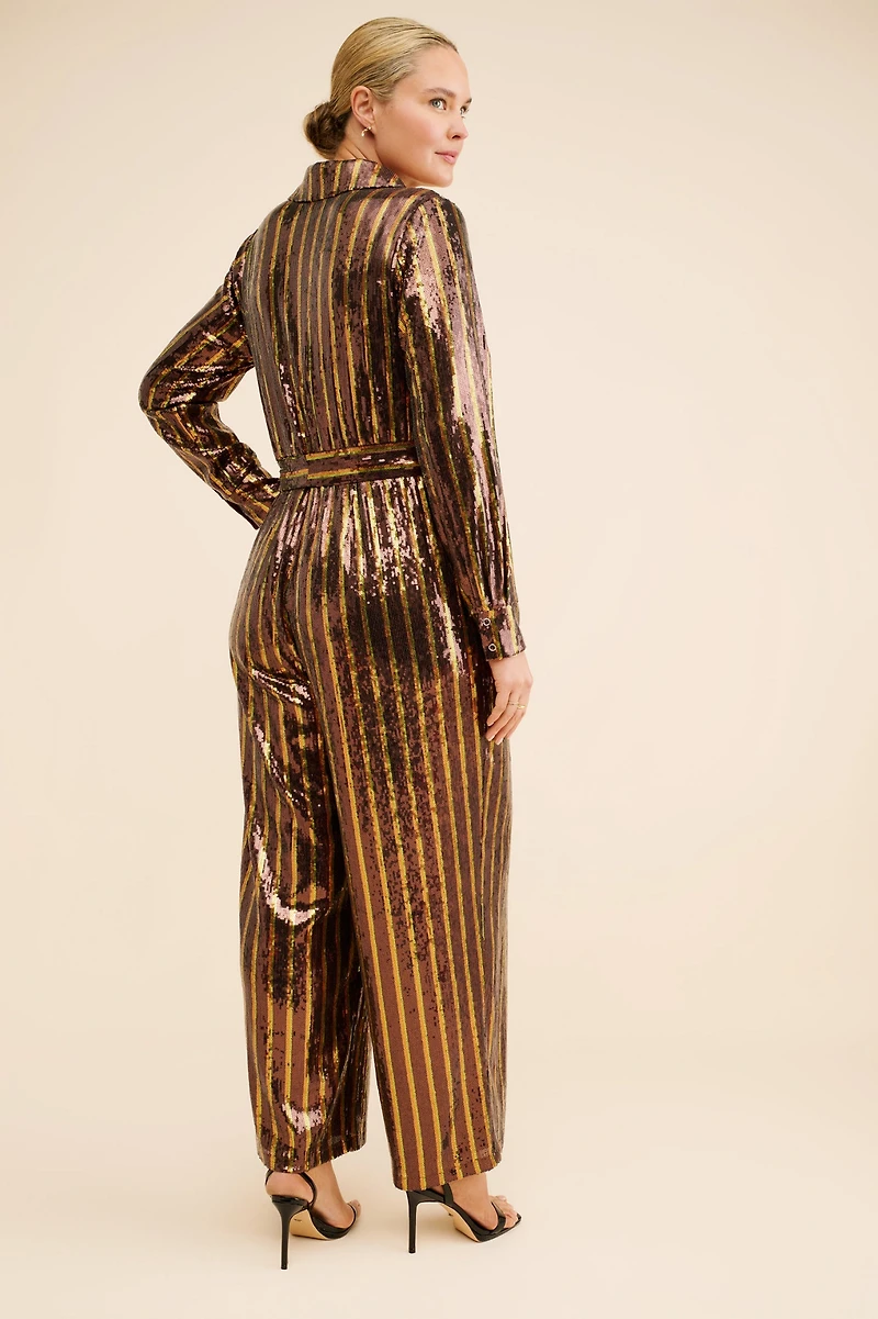 Eloquii Stripe Sequin Jumpsuit
