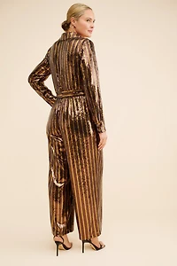 Eloquii Stripe Sequin Jumpsuit
