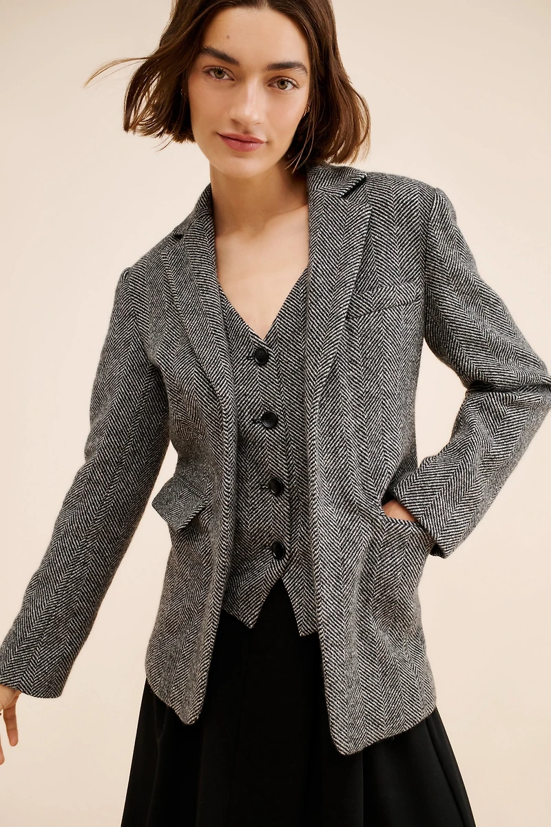 Line + Dot Wool Blend Twofer Blazer