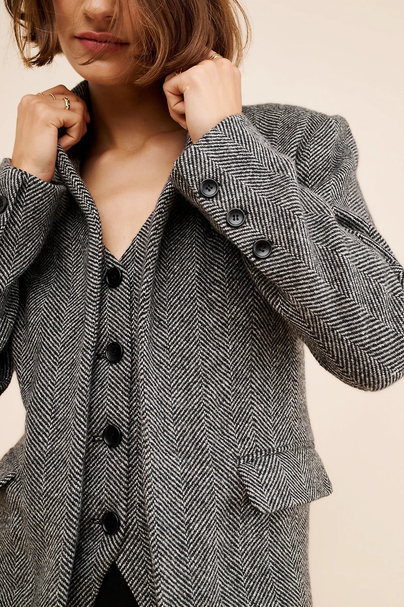 Line + Dot Wool Blend Twofer Blazer