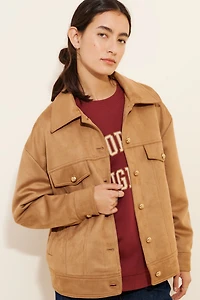 Maeve Vegan-Suede Trucker Jacket