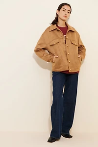 Maeve Vegan-Suede Trucker Jacket
