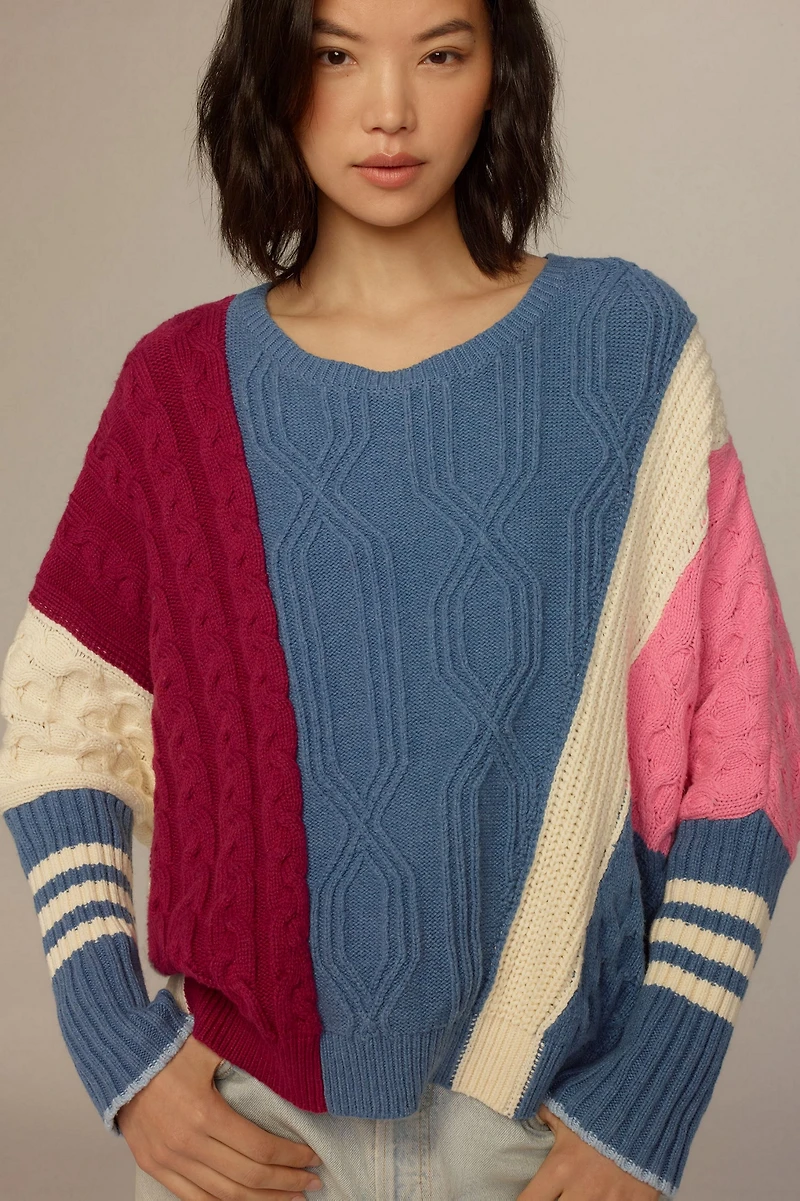 Maeve Colorblock Cable Sweater