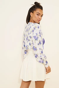 Moon River Wool Blend Floral Cardigan
