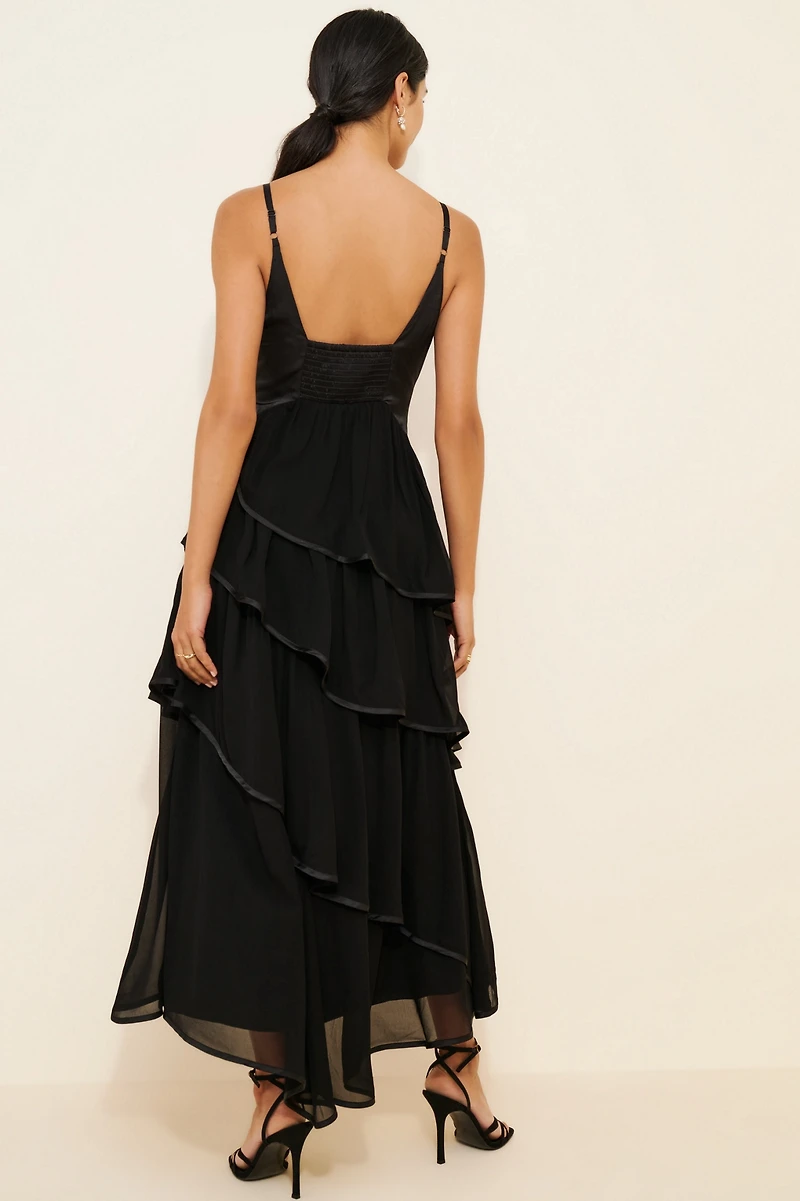 BHLDN Bow And Ruffle Midi Dress