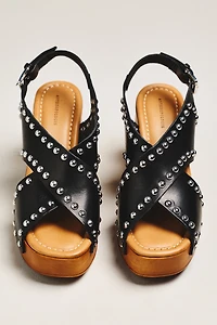 By Anthropologie Studded Cross-Strap Platform Heels