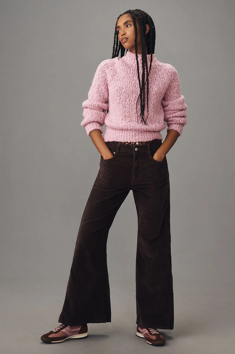 Pilcro The Adi Mid-Rise Frayed Relaxed Flare Jeans: Corduroy Edition