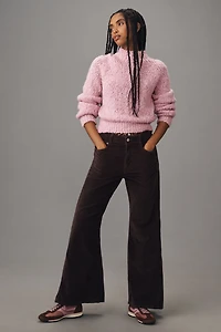 Pilcro The Adi Mid-Rise Frayed Relaxed Flare Jeans: Corduroy Edition