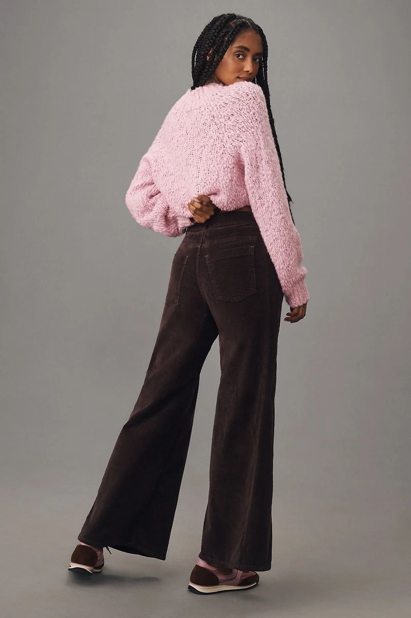 Pilcro The Adi Mid-Rise Frayed Relaxed Flare Jeans: Corduroy Edition