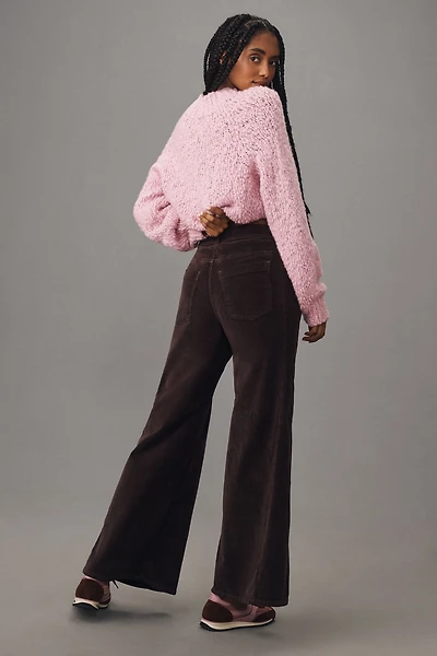Pilcro The Adi Mid-Rise Frayed Relaxed Flare Jeans: Corduroy Edition
