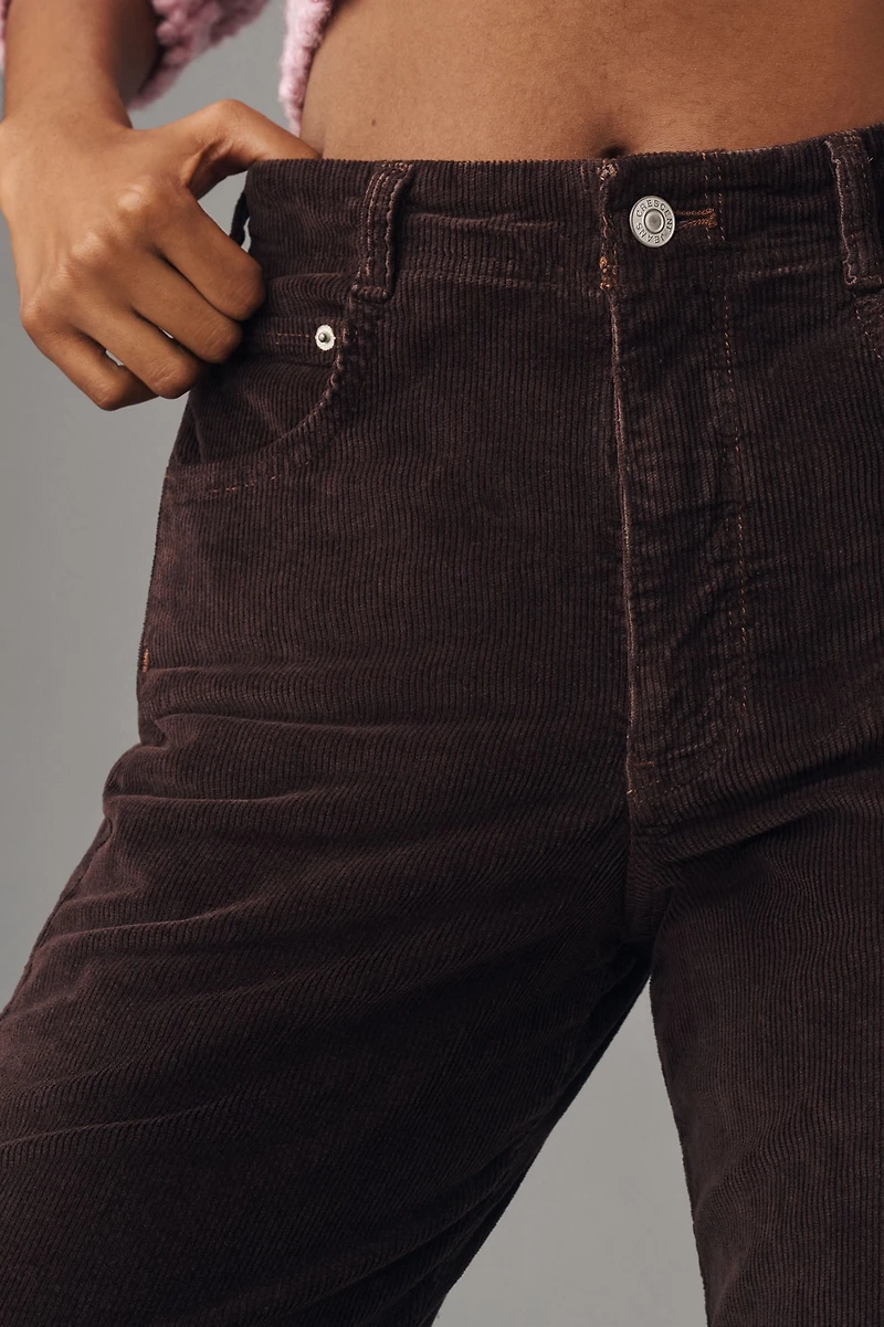 Pilcro The Adi Mid-Rise Frayed Relaxed Flare Jeans: Corduroy Edition
